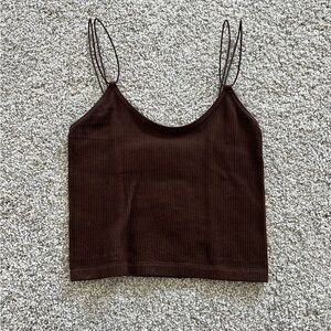 brown tank top